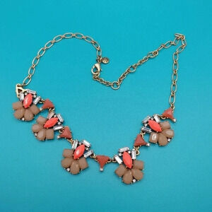 J. Crew Crystal Rhinestone Cluster Statement Necklace 18"-21" pink/taupe/clear